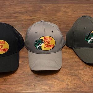 Bass Pro Shops Black, Gray, and Green Caps Trio